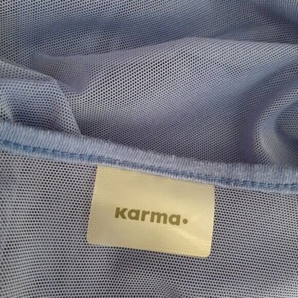 KARMA Athletic Lace Panel Long Sleeve Top Purple Sz S - Picture 8 of 8